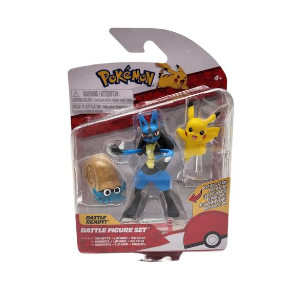 Pokemon Other - Nintendo Jazwares Pokemon Battle Figure 3 Pack Omanyte Lucario Pikachu